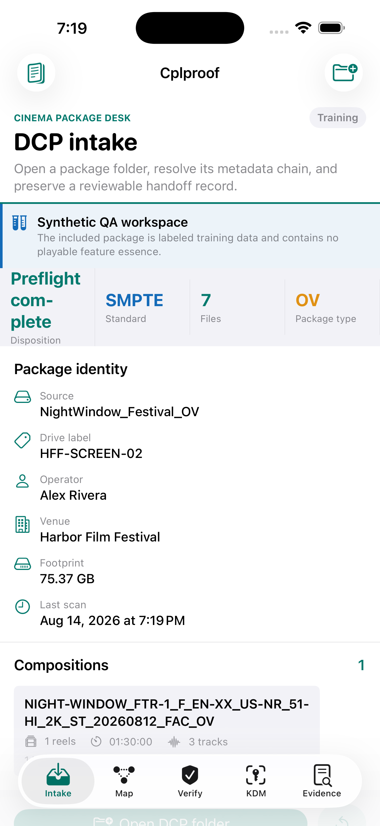 Cplproof DCP intake on iPhone