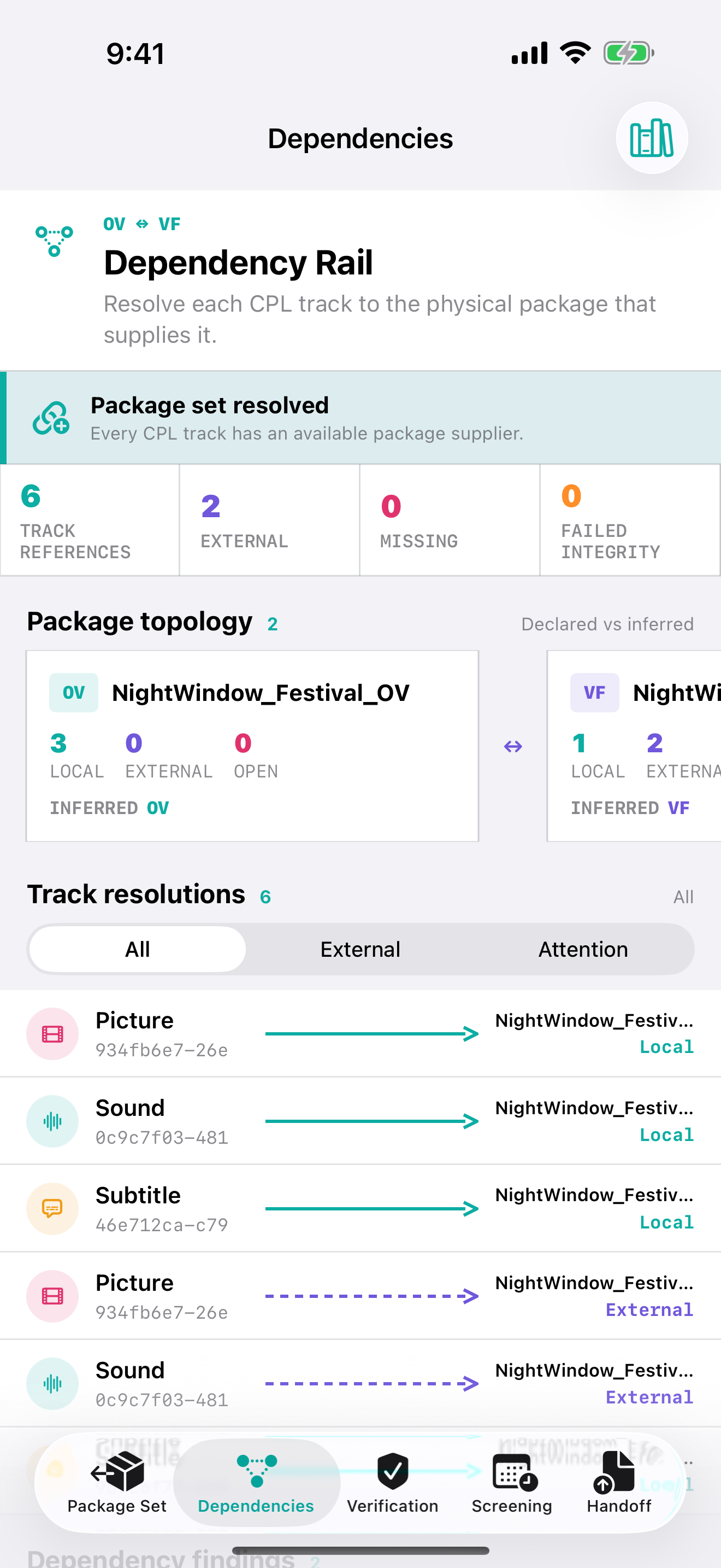 CPL Proof dependency rail on iPhone